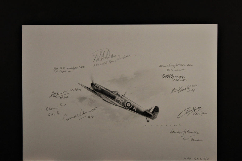 Guardians Of the Night by Malcolm Kinnear, rare "Defiant" print with original drawing