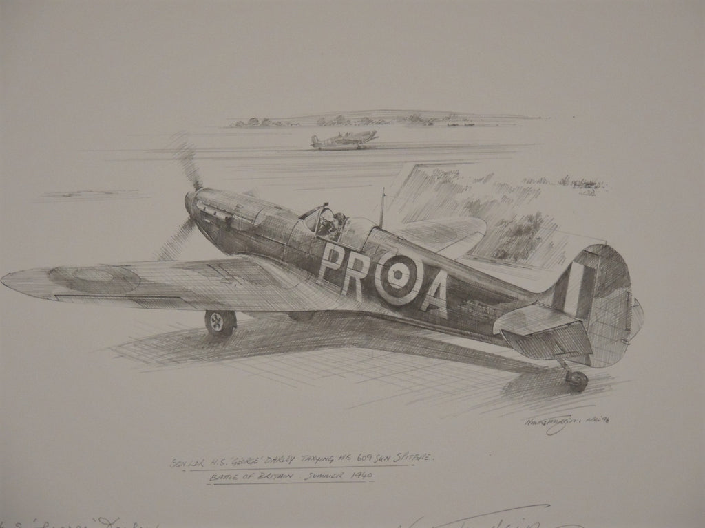 Original Drawing Nicholas Trudgian - George Darley Sq.Leader 609 Squadron Battle of Britain