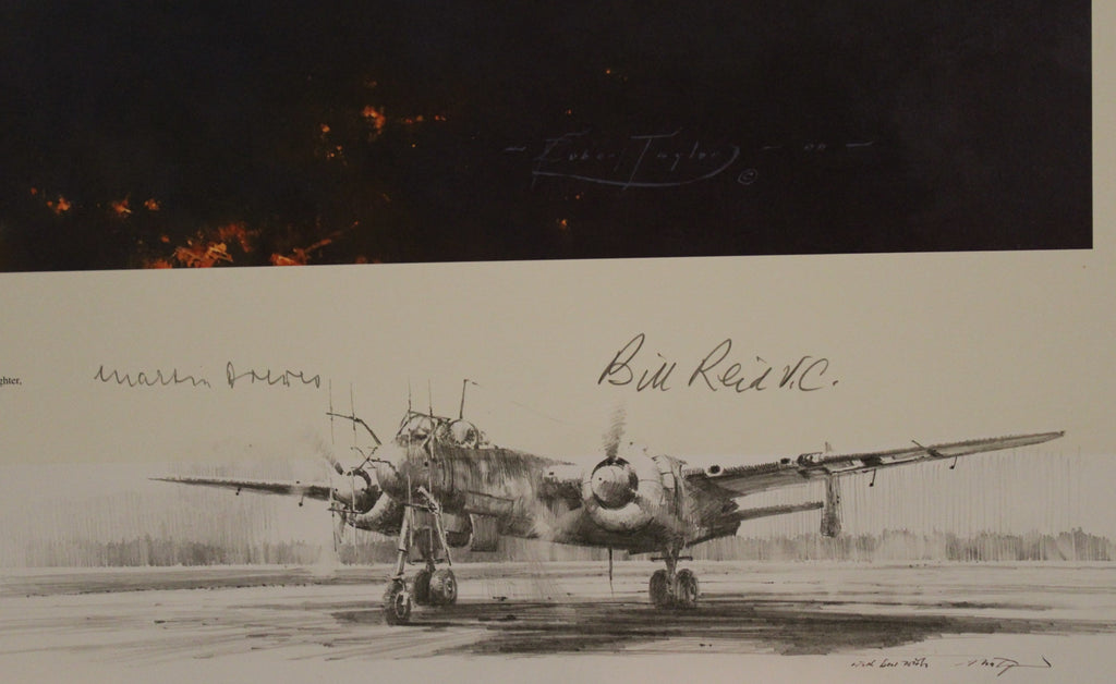 Lancaster Under Attack Large remarque by Robert Taylor