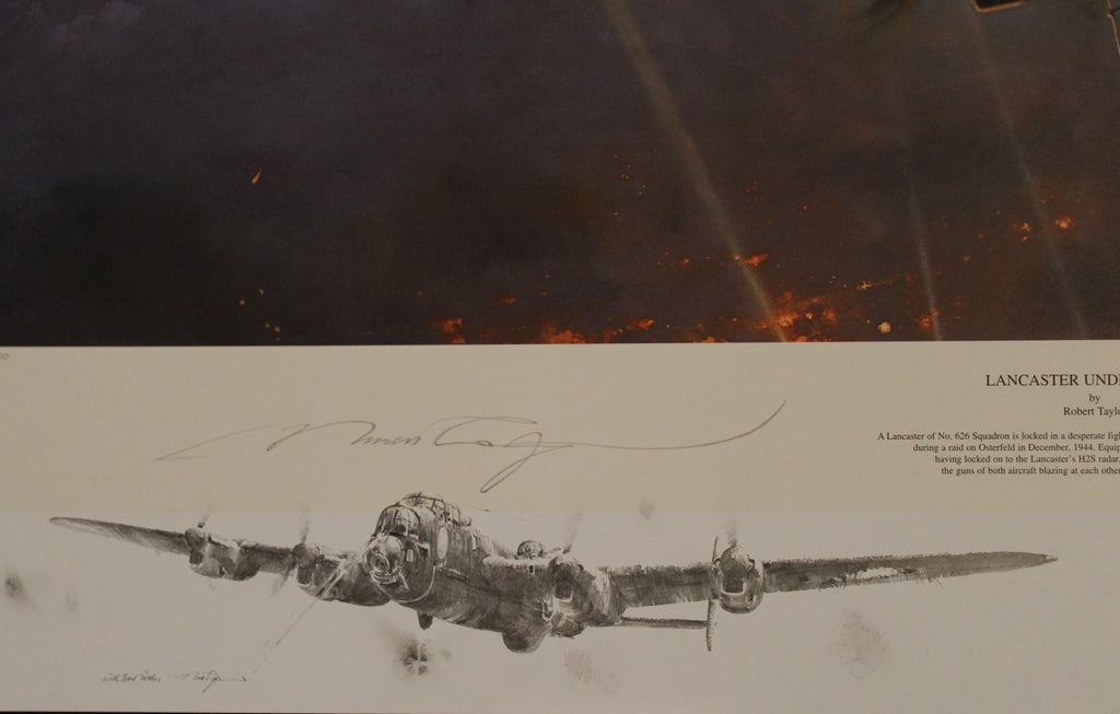 Lancaster Under Attack Large remarque by Robert Taylor