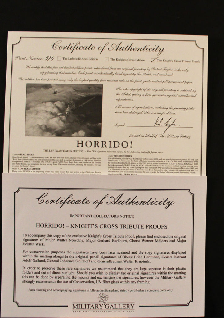 Horrido by Robert Taylor, Knights Cross Tribute Proof Edition with Original Pencil drawing.